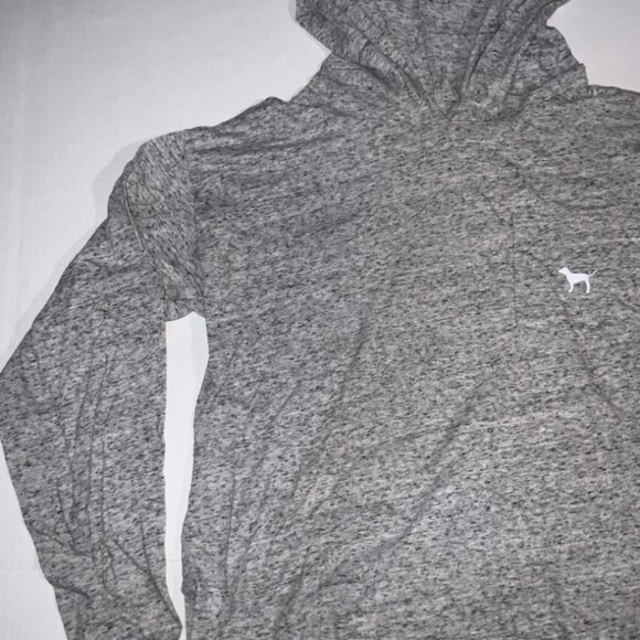 Victoria Secret PINK Small Lightweight Heather Gray 1 Pocket Hoodie Pullover (K) - Picture 2 of 7